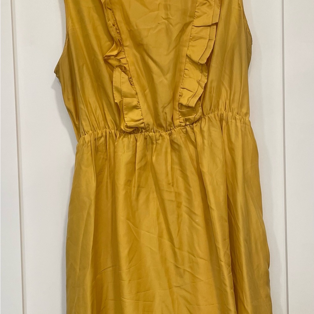 Vintage Maeve Anthropology Yellow Dress w Pockets Women’s Large Pure Silk